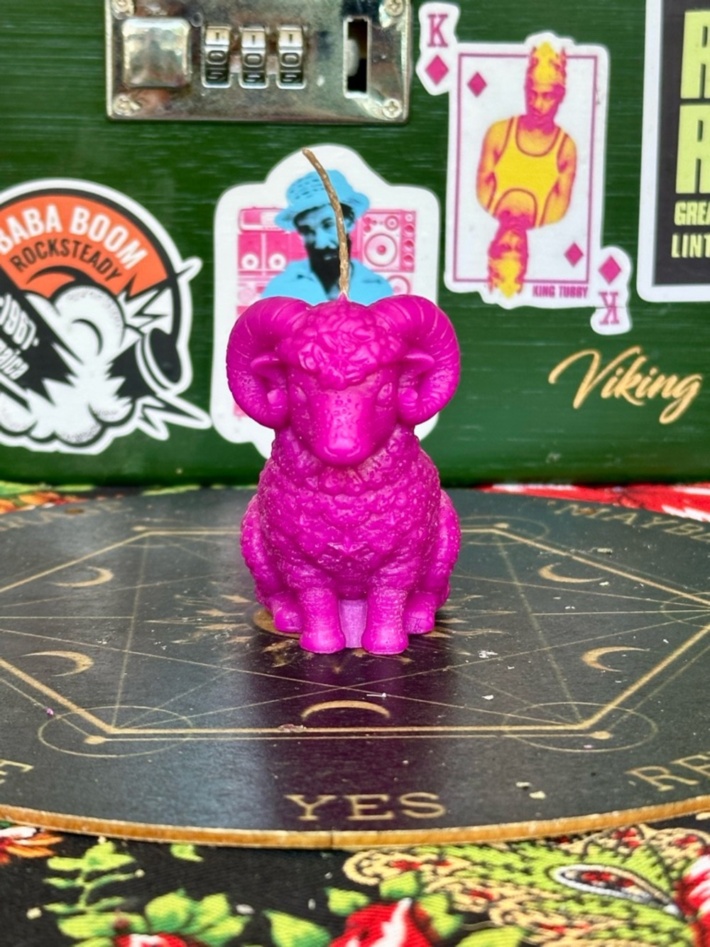 Hot Pink Ram Candle – Handmade Zodiac Decor – Aries Energy